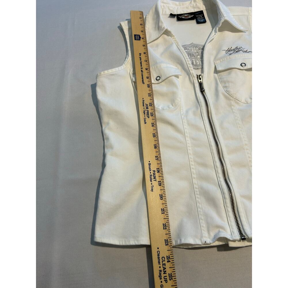 Harley Davidson Women's Zip Up Sleeveless Tank White Large - Picture 3 of 10